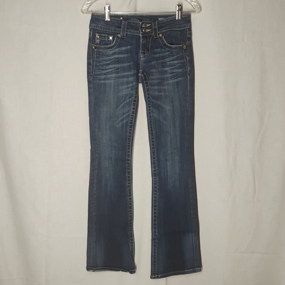 Miss Me Denim - Miss Me Women's 26 x 32 JP5145B2 Boot Cut Dark Denim Blue Jeans Low Rise Flaw